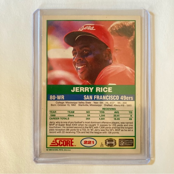 Jerry Rice Football Trading Card Score 1989 - Picture 8 of 11